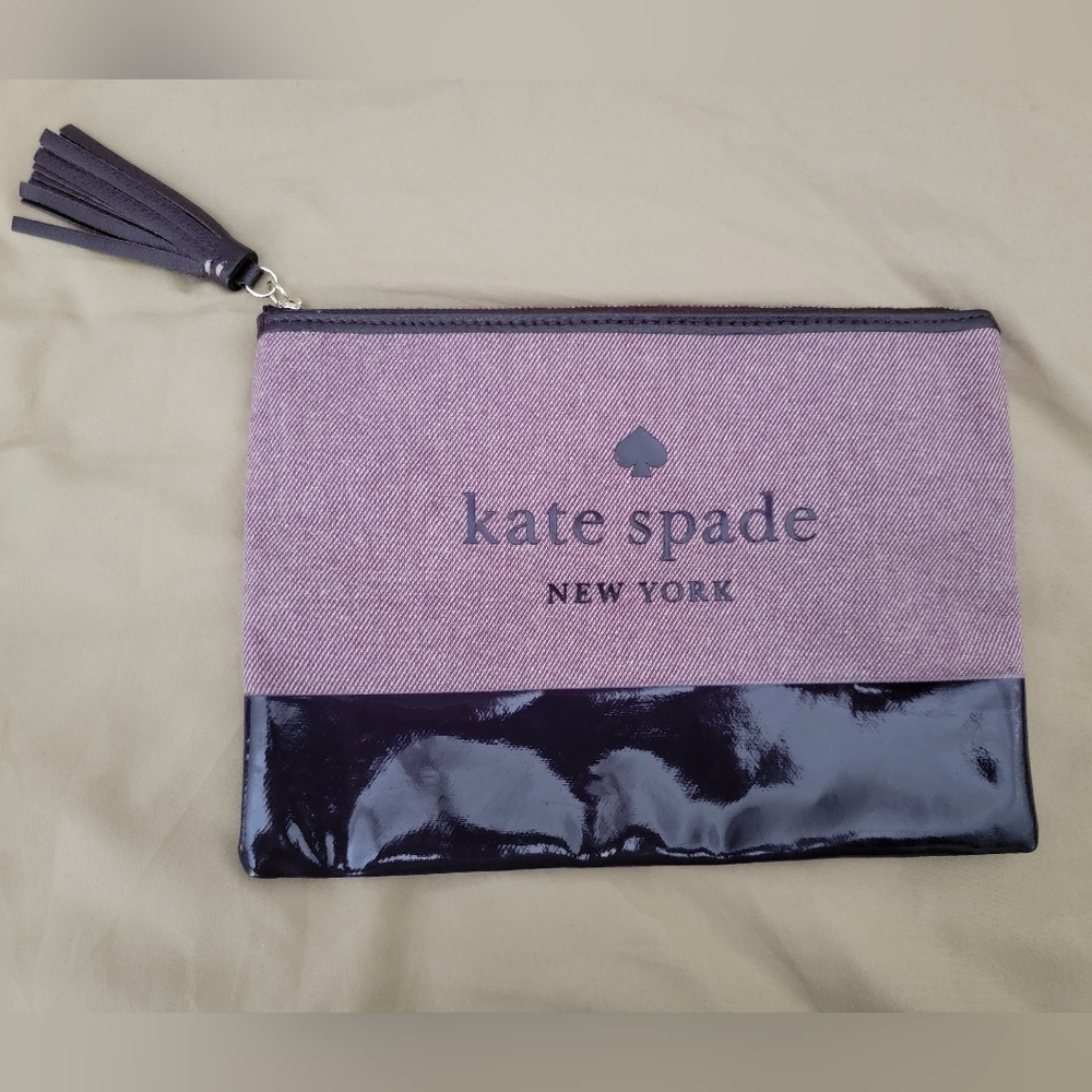 KATE SPADE Purple Large Canvas Pouch